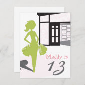 Uitnodiging van de verjaardag - Partij bij het Mal (Voorkant / Achterkant)