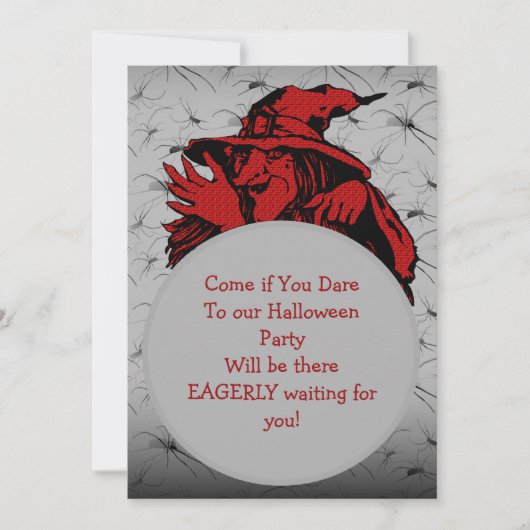 Uitnodiging van de Witch Halloween Partij (Voorkant)