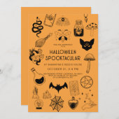 Uitnodiging van de Witch Halloween Partij (Voorkant / Achterkant)