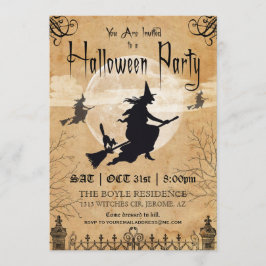Uitnodiging van de Witch  Halloween Partij