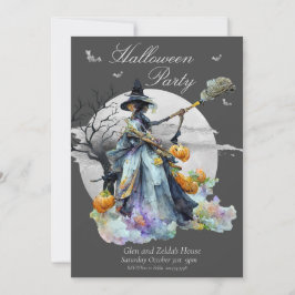 Uitnodiging van de Witch Halloween Partij