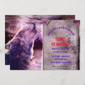Uitnodiging van de Wolf Halloween Party (Voorkant / Achterkant)