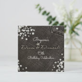 Uitnodiging van de Zwarte Denim & Diamonds Kroonpa (Staand voorkant)