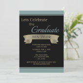 Uitnodiging van de zwarte en Blauwgroen/blauwe Gra (Staand voorkant)