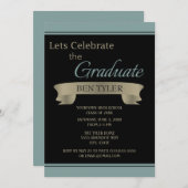 Uitnodiging van de zwarte en Blauwgroen/blauwe Gra (Voorkant / Achterkant)