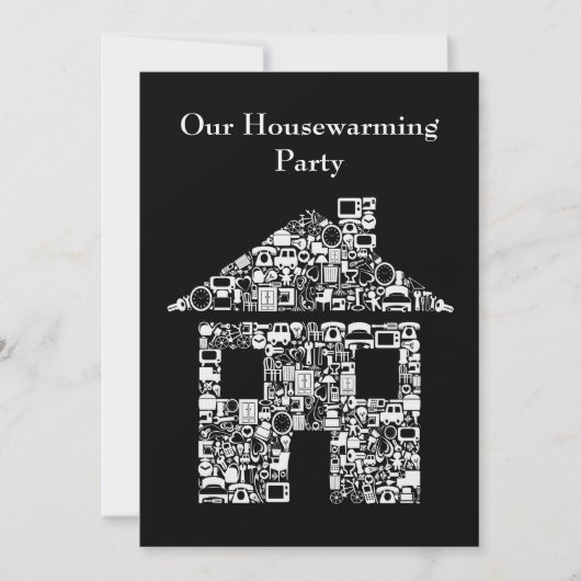 Uitnodiging van de Zwarte Huis voor Housewarming (Voorkant)