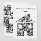 Uitnodiging van de Zwarte Huis voor Housewarming (Voorkant / Achterkant)