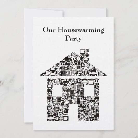 Uitnodiging van de Zwarte Huis voor Housewarming (Voorkant)