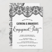 Uitnodiging van de zwarte Marokkaanse Lace Engagem (Voorkant / Achterkant)