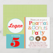 Uitnodiging van Donuts & Pajamas Party (jongens) (Voorkant / Achterkant)