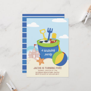 Uitnodiging van een Kind van de "beach party"-part