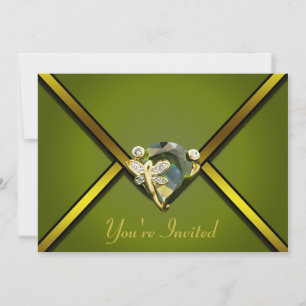 Uitnodiging van Emerald Butterfly Jeweled Party