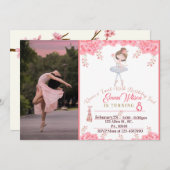 uitnodiging van Floral Ballerina voor de geboorte (Voorkant / Achterkant)