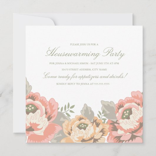  uitnodiging van Floral Housewarming Party (Voorkant)