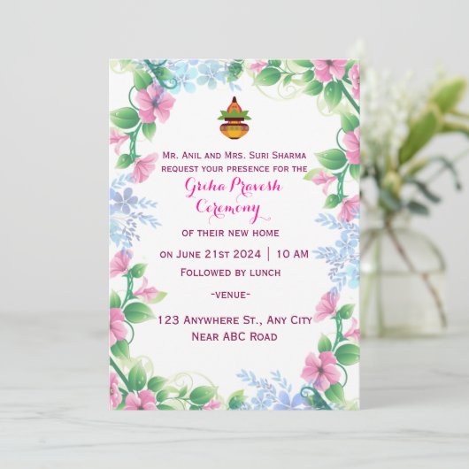 uitnodiging van grihapravesh (Staand voorkant)