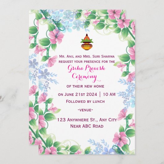 uitnodiging van grihapravesh (Voorkant / Achterkant)