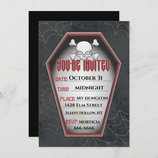  uitnodiging van Halloween-partij (Voorkant / Achterkant)