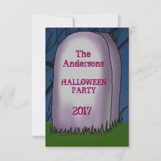 Uitnodiging van headstone Halloween Party (Voorkant)