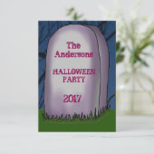 Uitnodiging van headstone Halloween Party (Staand voorkant)