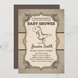 uitnodiging van het  BABY SHOWER - dinosaurus