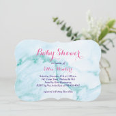 uitnodiging van het Baby shower Turquoise Marble (Staand voorkant)