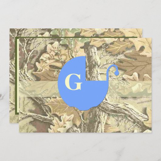 Uitnodiging van het Baby shower van Camo de (Voorkant / Achterkant)