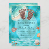 Uitnodiging van het Baby shower van de Beach van d (Voorkant / Achterkant)