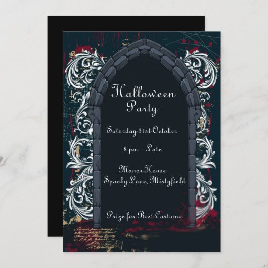 Uitnodiging van het Castle Halloween Draculas (Voorkant / Achterkant)