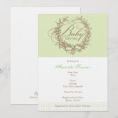 Uitnodiging van het Franse Baby shower - groen (Voorkant / Achterkant)