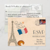 Uitnodiging van het huwelijk van Parijs met foto (Voorkant / Achterkant)