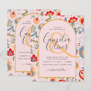 uitnodiging van het volk bilingüe de boda de flore