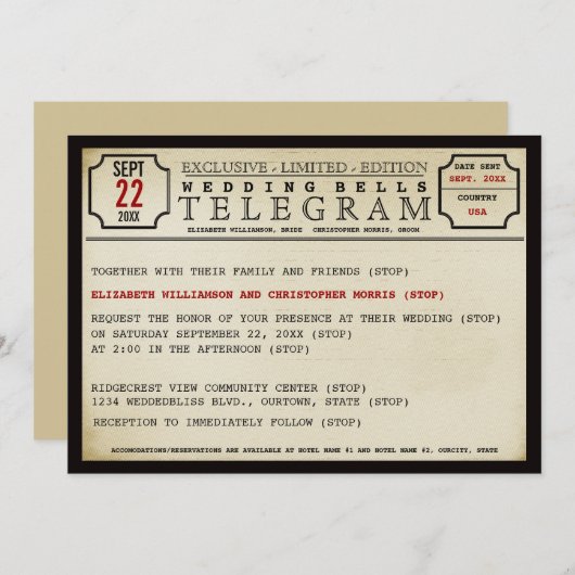 Uitnodiging van het Weddenschap van de Stijl van (Voorkant / Achterkant)