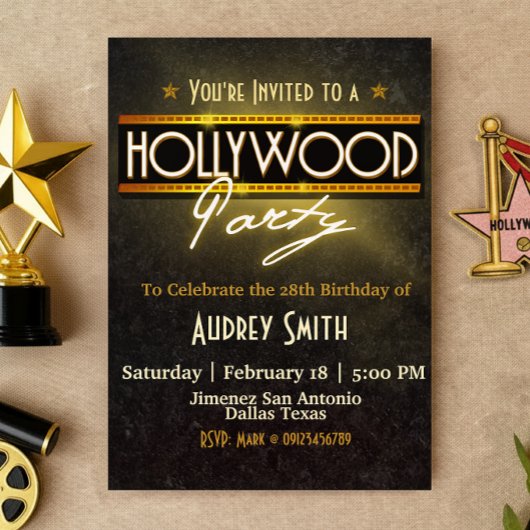 Uitnodiging van Hollywood Party
