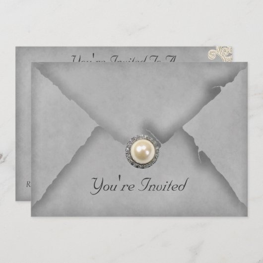 Uitnodiging van juwelen en grauwe partij (Voorkant / Achterkant)