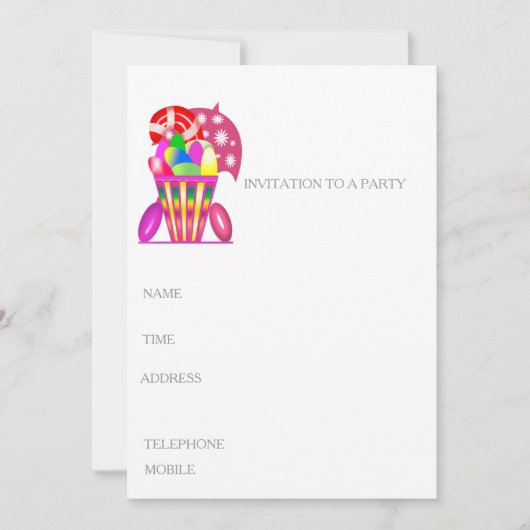 Uitnodiging van kinderen aan een Birthday Party (Voorkant)