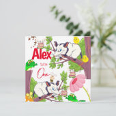 Uitnodiging van kinderen om de eerste verjaardag t (Staand voorkant)