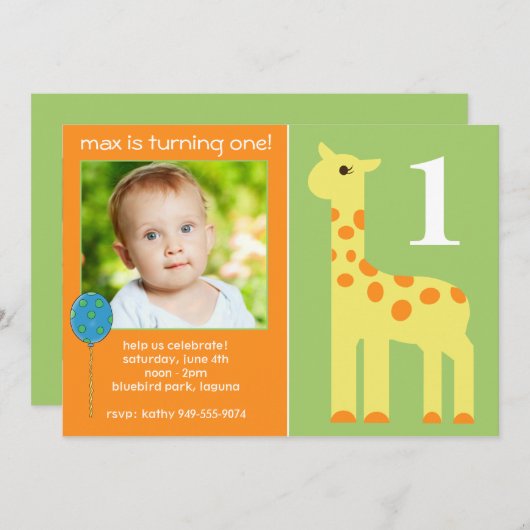 Uitnodiging van kinderen op Birthday (Voorkant / Achterkant)