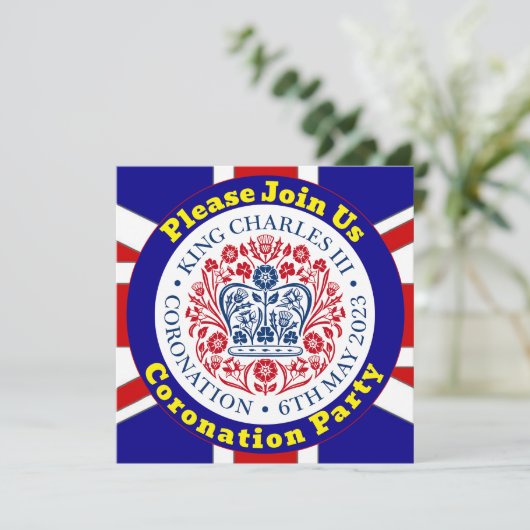 Uitnodiging van koning Charles III Coronation Part (Staand voorkant)