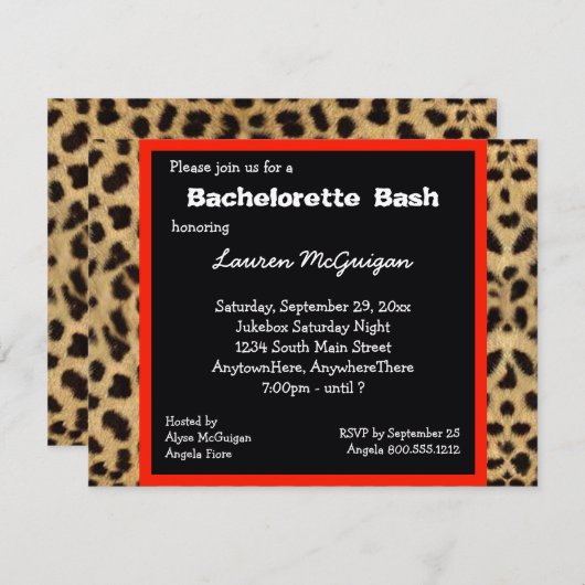 Uitnodiging van Leopard Print Party (Voorkant / Achterkant)