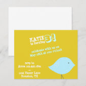 Uitnodiging van Little Bird Birthday Party (Voorkant / Achterkant)