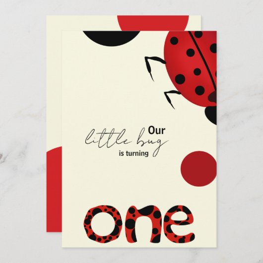 uitnodiging van Little Bug van eerste Birthday Par (Voorkant / Achterkant)