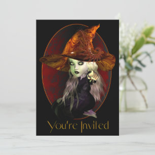 Uitnodiging van Little Witch Halloween Party
