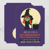 Uitnodiging van Little Witch Halloween Party (Voorkant / Achterkant)