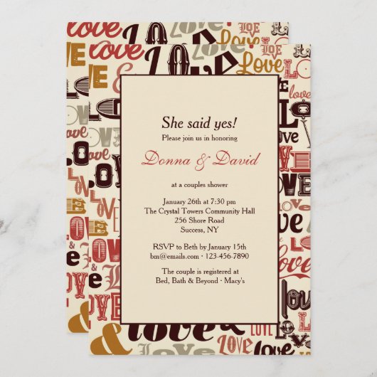 Uitnodiging van Love Words (Voorkant / Achterkant)