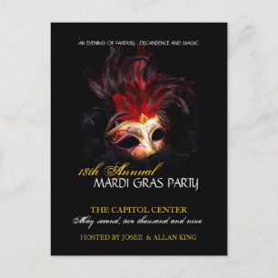uitnodiging van Mardi Gras Briefkaart