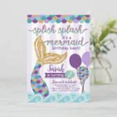 uitnodiging van Mermaid Birthday Party (Staand voorkant)