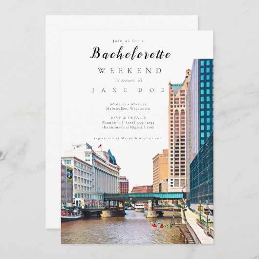 Uitnodiging van Milwaukee Bachelorette (Voorkant / Achterkant)
