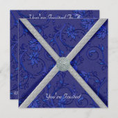 Uitnodiging van Navy Blue Jeweled Party (Voorkant / Achterkant)