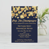 Uitnodiging van Navy Champagne Bubbles Engagement (Staand voorkant)