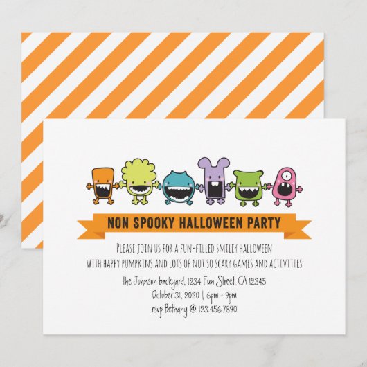 Uitnodiging van niet-Spooky Halloween-partij (Voorkant / Achterkant)